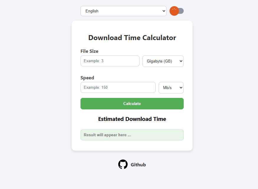DOWNLOAD TIME CALCULATOR